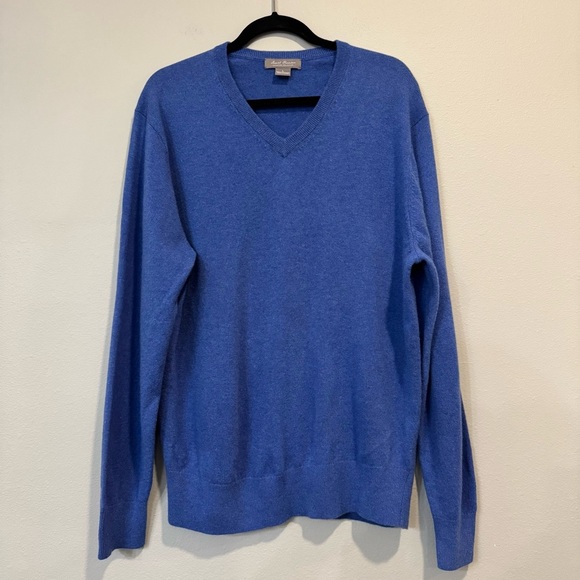 Daniel Cremieux Men's Blue V-Neck Cashmere Sweater L - Picture 1 of 3